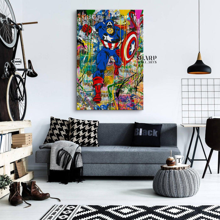 Banksy Captain Graffiti Canvas Wall Art - SharpWallArts