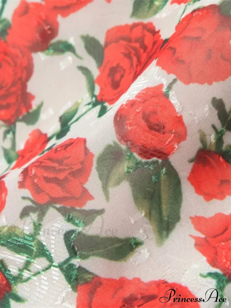 Bulgaria Roses Floral Trendy Backless Mini Dress Dresses