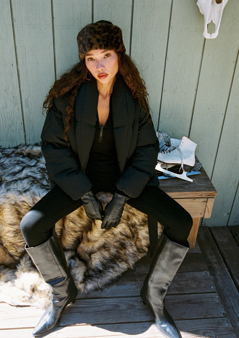 Additional view of the Chalet Leopard Faux Fur Headband from a different perspective.