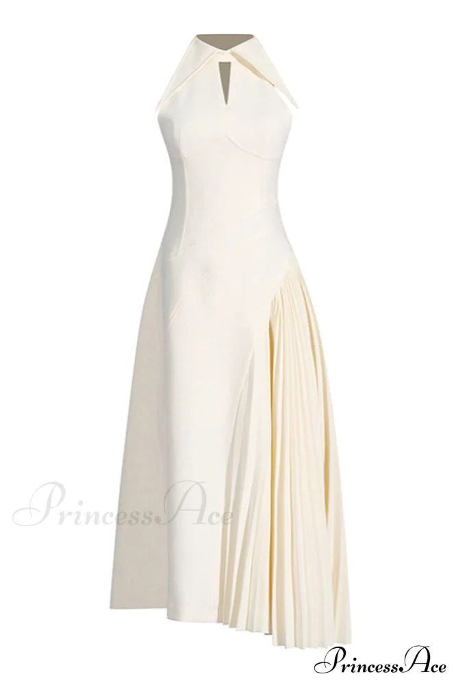 Cynthia Cream Stylish Midi Dress S / White
