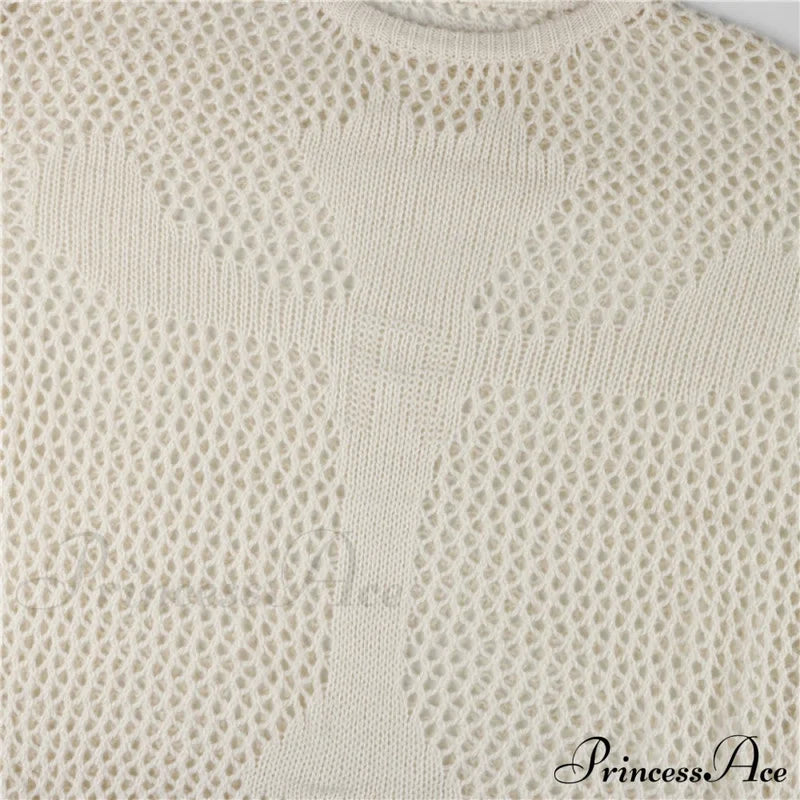 Distressed Cross Fishnet Charming Design Hollow Out Sweater Sweaters-L
