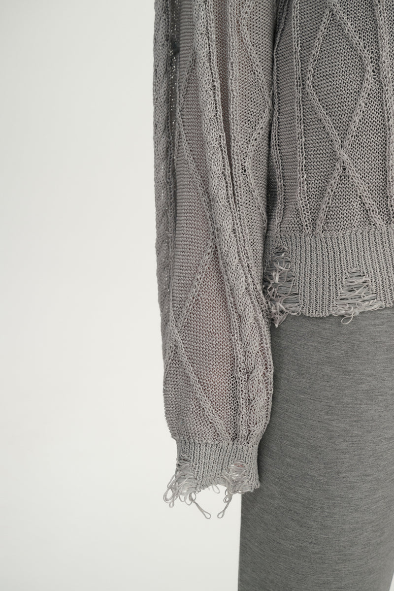 Distressed lightweight sweater