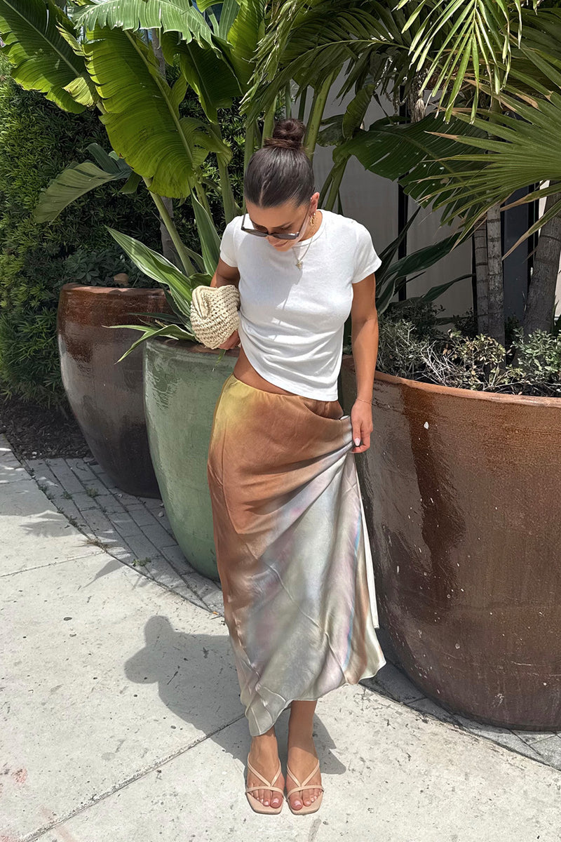 Alternate angle of the maxi skirt highlighting the overall design.