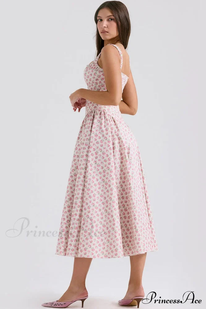 Dorothy White Stylish Rosebud Print Sundress