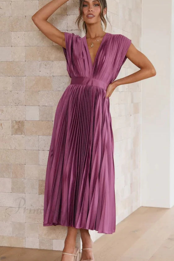 Female Loose Zipper Trendy Pleated Party Dress