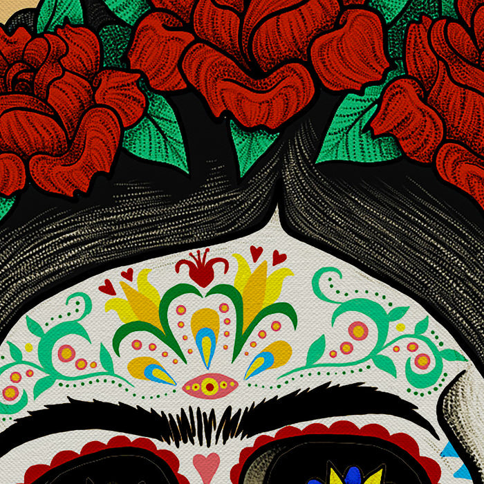 Frida Kahlo Skull Drawing Canvas Wall Art