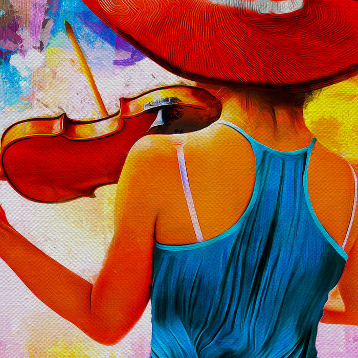Girl With Violin Canvas Wall Art