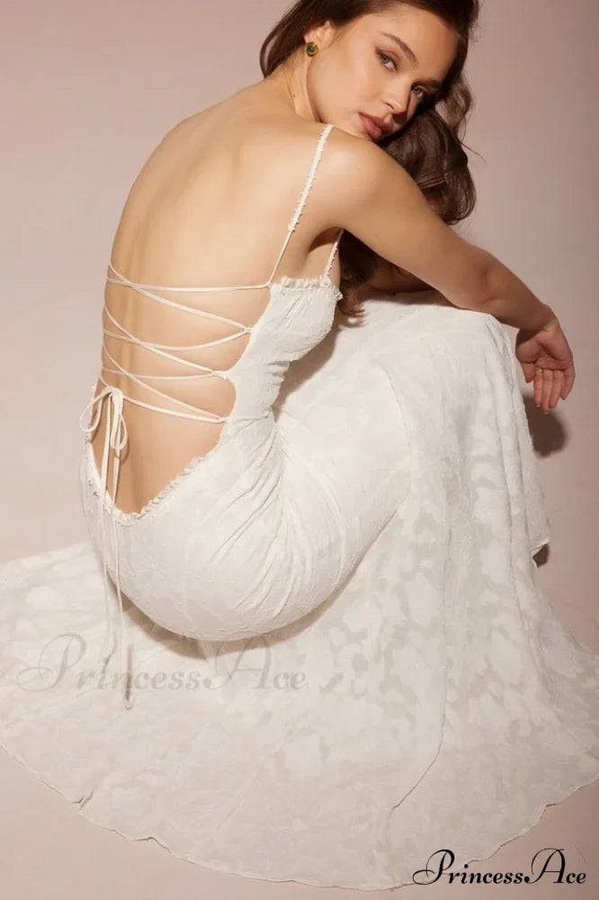 Joan Lace Up Charming Back Maxi Dress