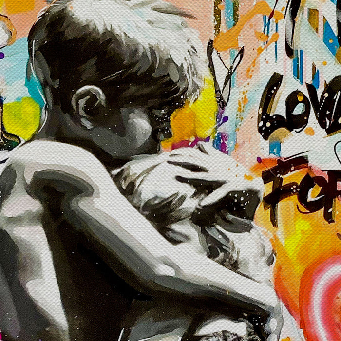 Kids Hugging Canvas Wall Art