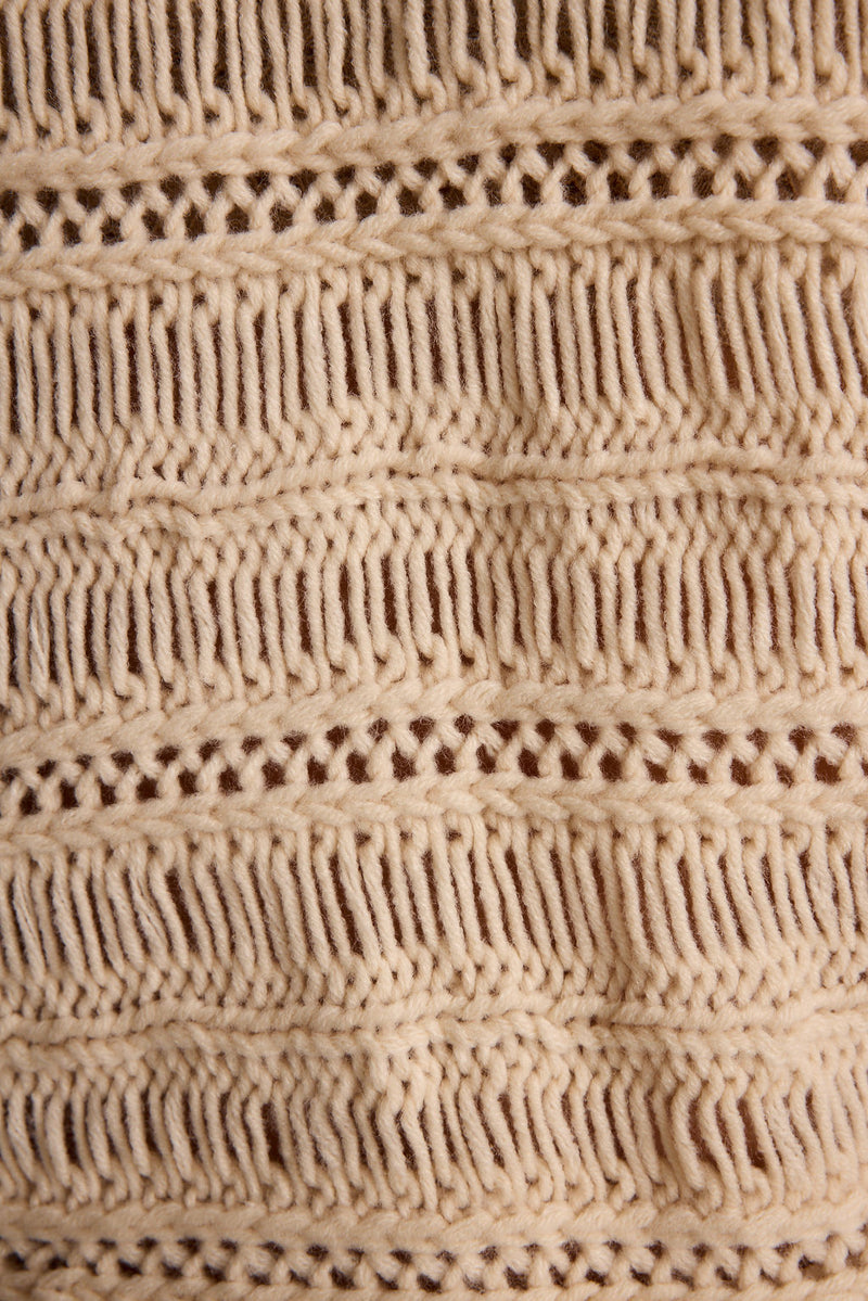 Additional view of the Marela Cream Crochet Sweater from a different perspective.