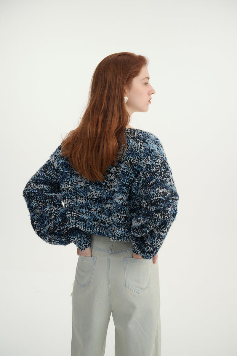 Marled knit boxy cardigan