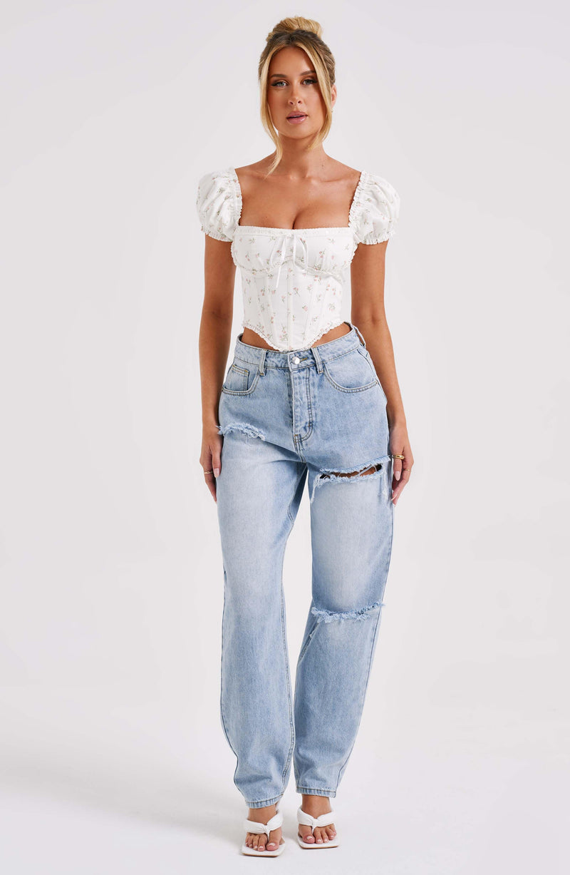 Matilda Corset - Blush Floral Print Tops Babyboo Fashion Premium Exclusive Design