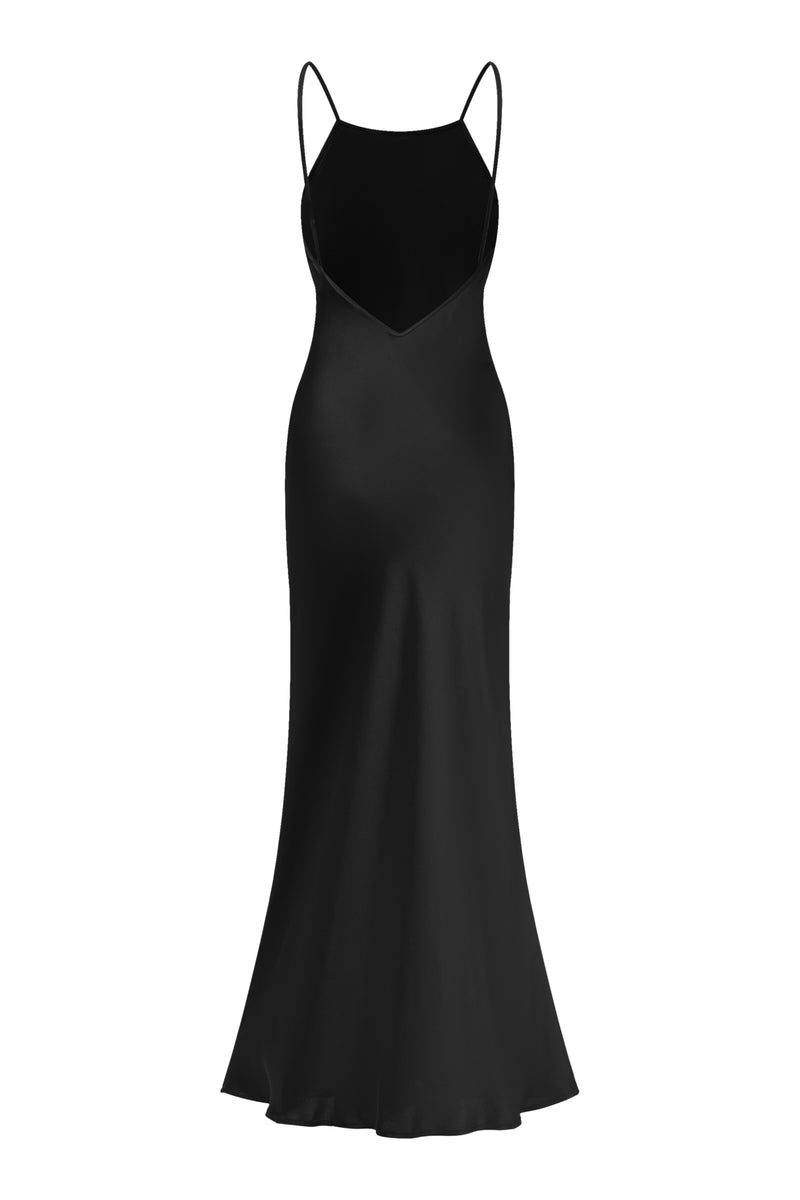 Open back satin maxi dress