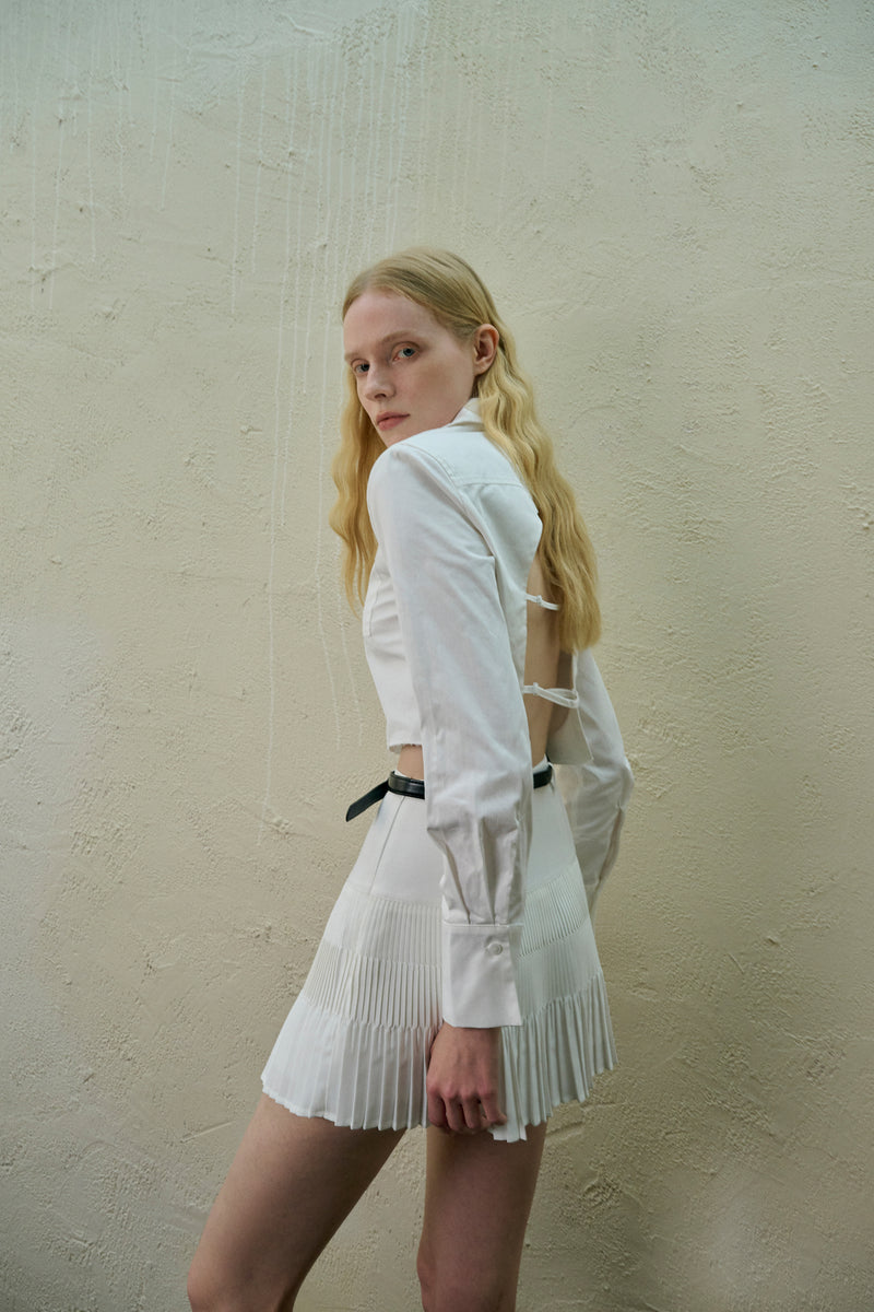 Open back shirt & skirt