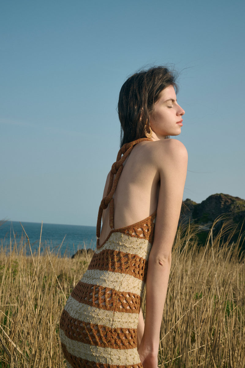 Open back striped dress