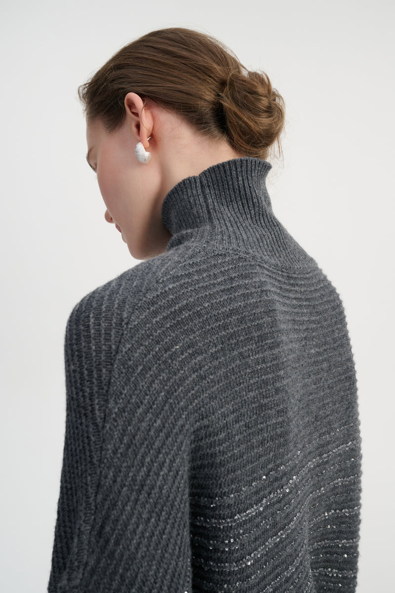 Sequin touch turtleneck sweater
