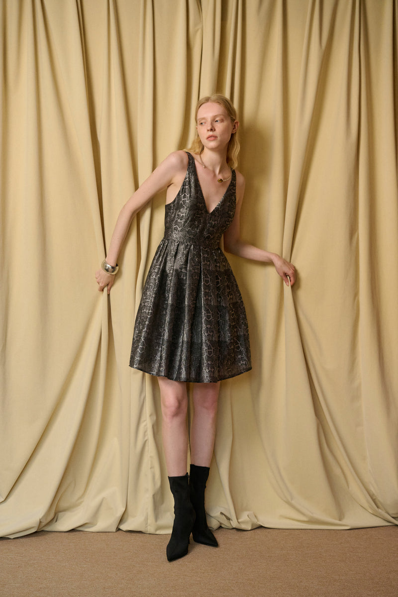 Serpent print v-neck dress
