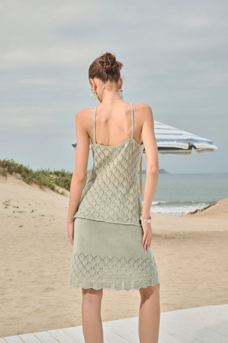 Shell stitch knit set