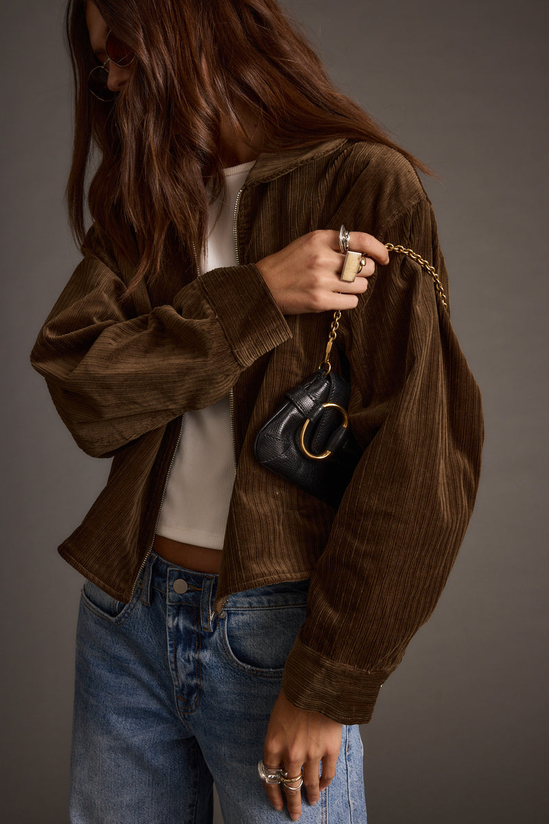 Additional view of the Sienna Brown Vegan Suede Jacket from a different perspective.