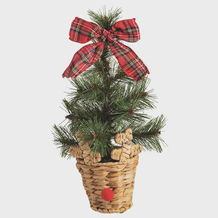 Small Reindeer Basket Fraser Fir Tree