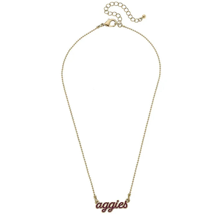 Texas A&M Aggies Enamel Script Necklace