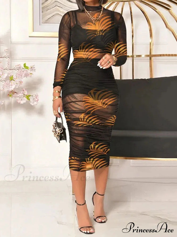 3D Floral Choker Detail Strapless Classic Bodycon Party Midi Dress - Turquoise Yellow / S Dresses