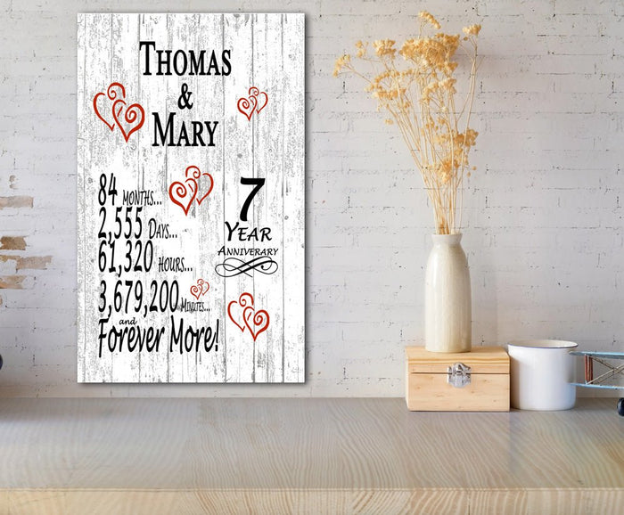 7 Year Anniversary Gift Personalized 7th Wedding Anniversary Present Husband Wife or Couple - Broad Bay Personalized Gifts Shipped Fast
