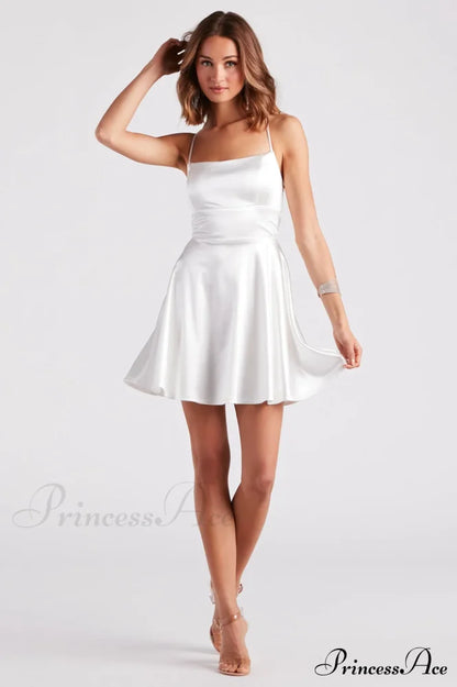 A Moment In Charming Satin Skater Dress