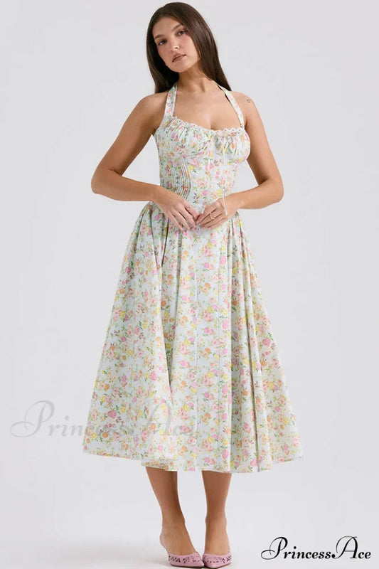 Adabella Cotton Stylish Halter Midi Sundress