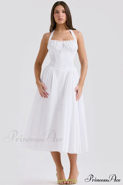 Adabella Cotton Stylish Halter Midi Sundress