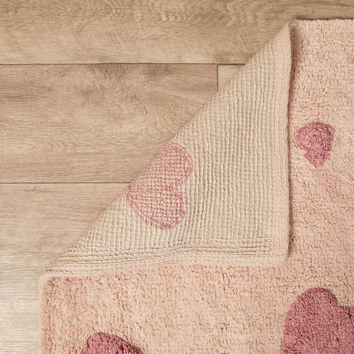 Addy Rectangle Heart Rug - Pink
