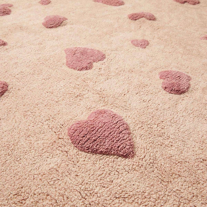 Addy Rectangle Heart Rug - Pink