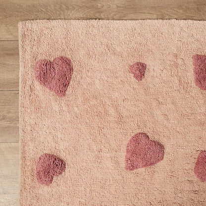 Addy Rectangle Heart Rug - Pink