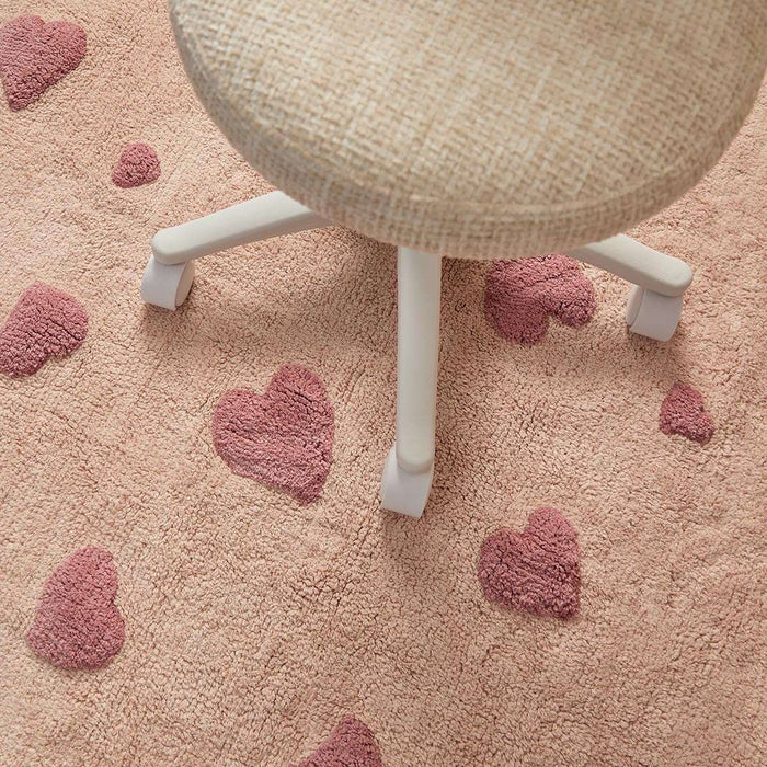 Addy Rectangle Heart Rug - Pink