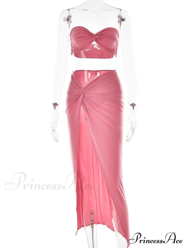 Admiranda Elegant Midi Dress Pink / S