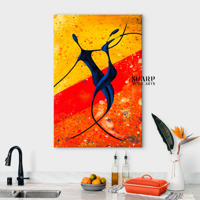 African Dance Abstract Canvas Wall Art