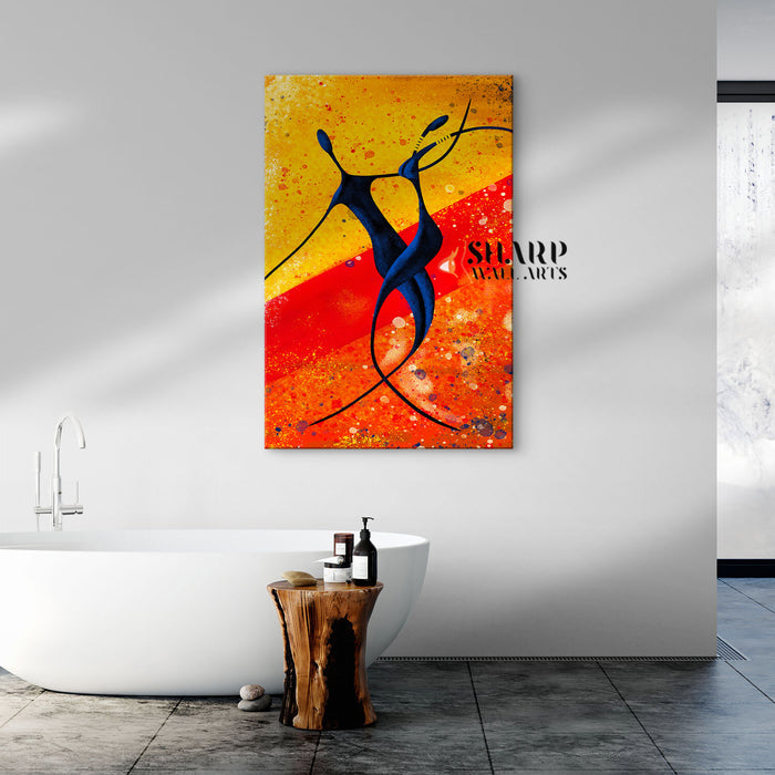 African Dance Abstract Canvas Wall Art