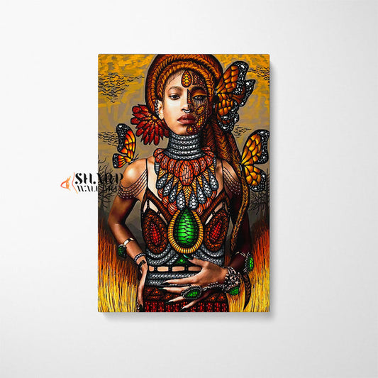 African Traditional Tribal Woman Canvas Wall Art