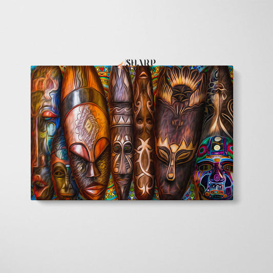 African Tribal Mask Canvas Wall Art