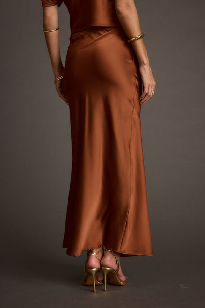 Back view of the maxi skirt showing the silhouette and fit.