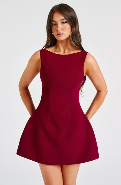 Alana Mini Dress - Wine Dress Babyboo Fashion Premium Exclusive Design