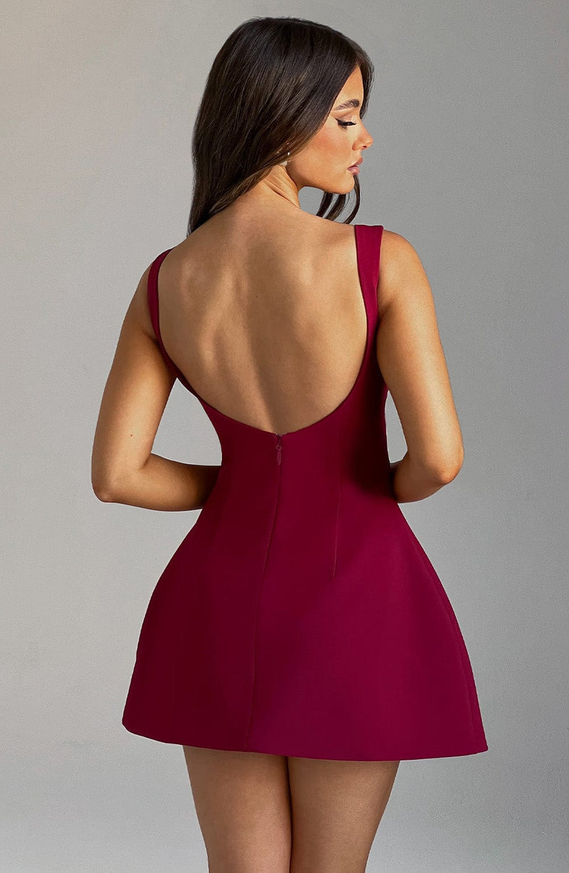 Alana Mini Dress - Wine Dress Babyboo Fashion Premium Exclusive Design