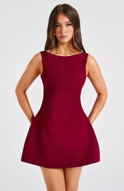 Alana Mini Dress - Wine Dress Babyboo Fashion Premium Exclusive Design
