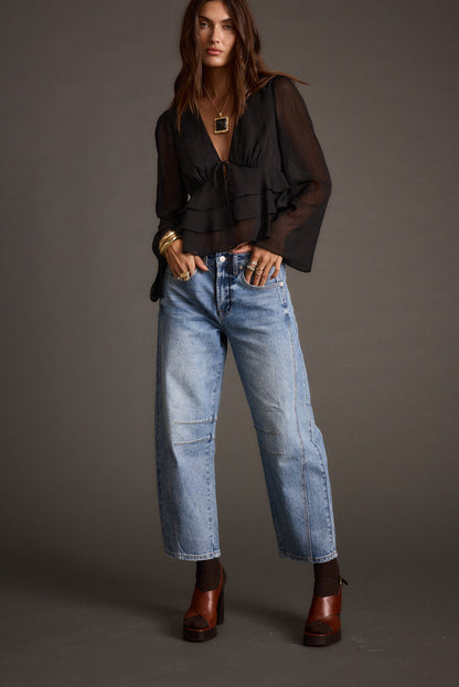 Additional view of the Alexa Black Blouse from a different perspective.