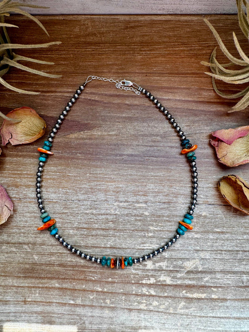 All Around - 4 mm Sterling silver pearls choker