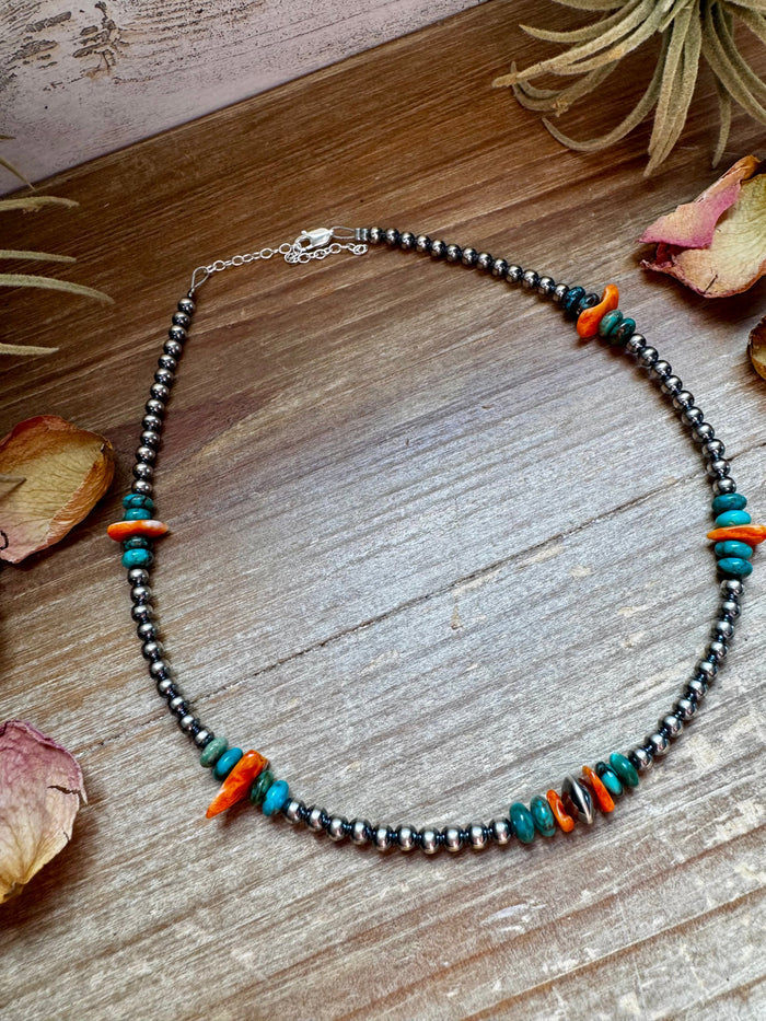 All Around - 4 mm Sterling silver pearls choker