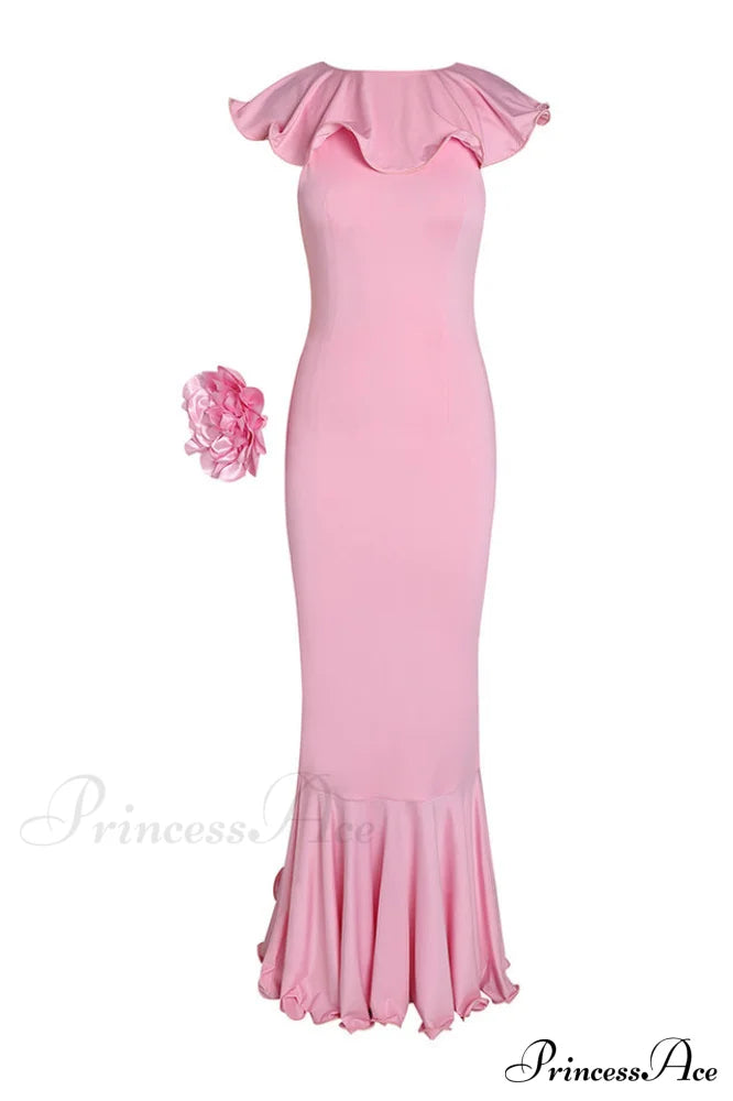 Amalie Ruffle Stylish Draped Maxi Dress