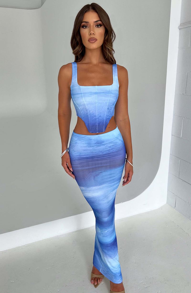 Amber Corset - Blue Haze Print Babyboo Fashion Premium Exclusive Design