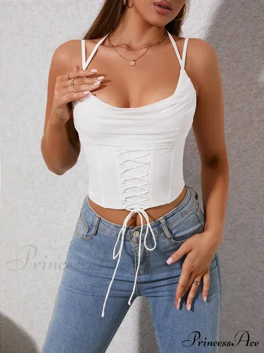 Amber Elegant Crop Top Beige / Xs
