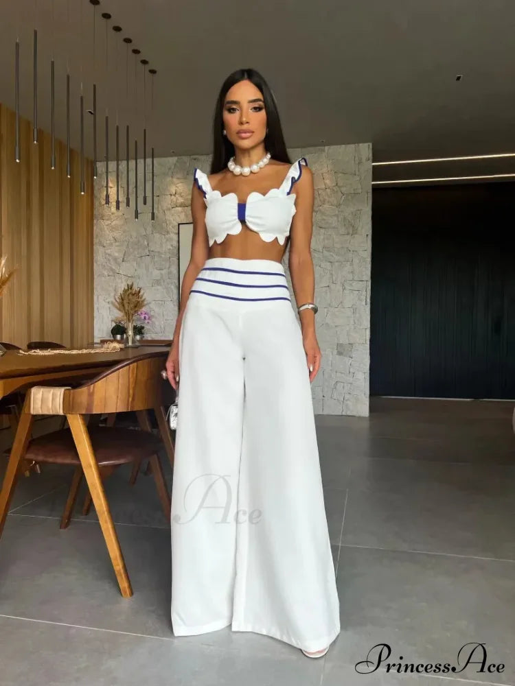 Amelia Two Stylish Piece Set White Blue / M